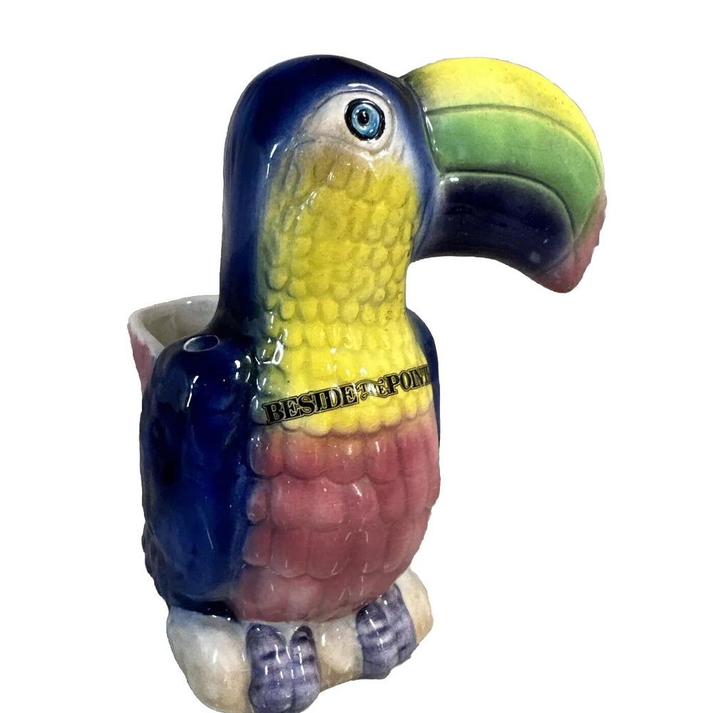 Toucan Planter Ceramic Colorful Bird Vintage 7.5"